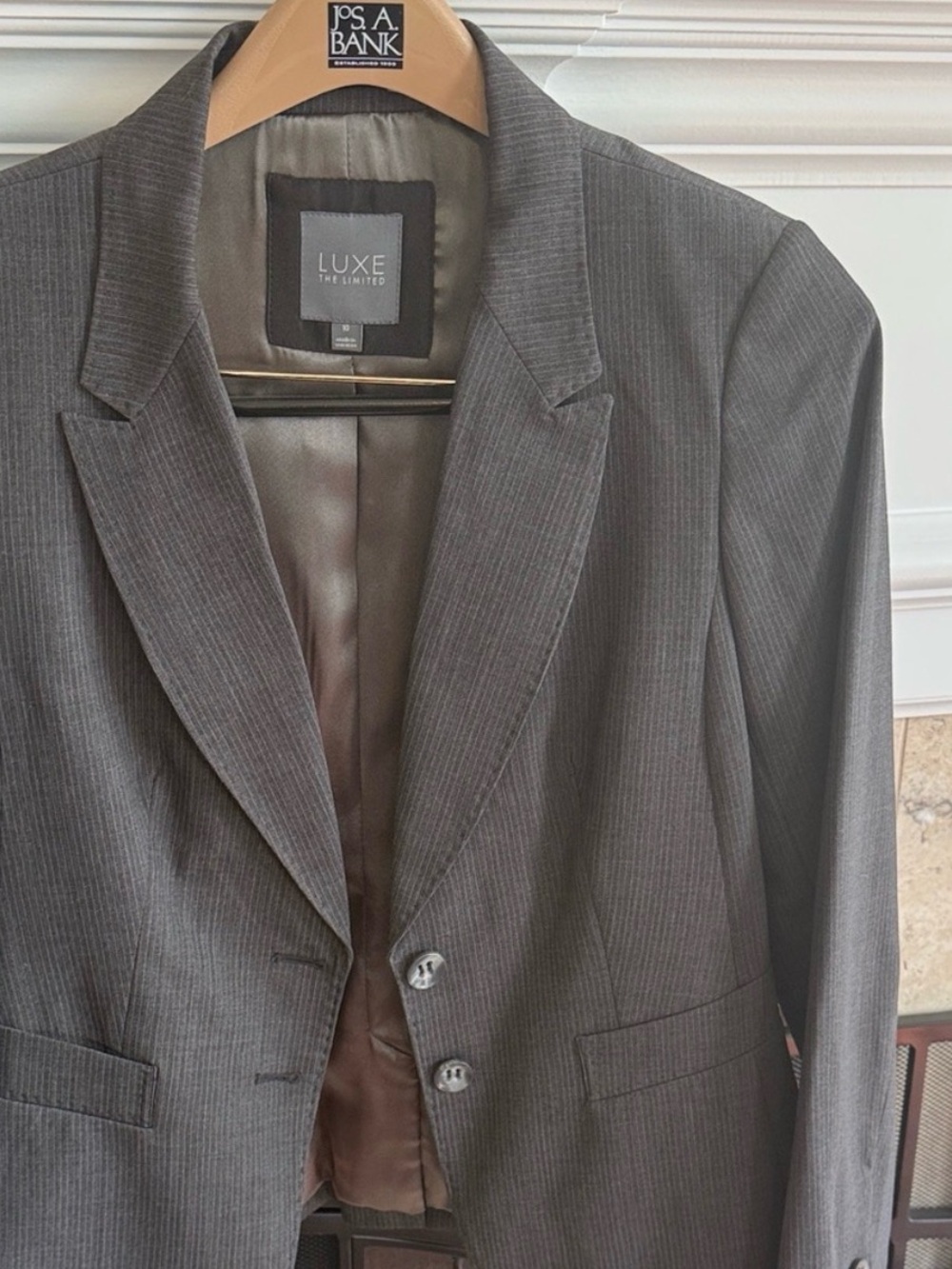 The Limited Luxe Gray Pinstripe Skirt Suit Women's 10 Career Blazer Set